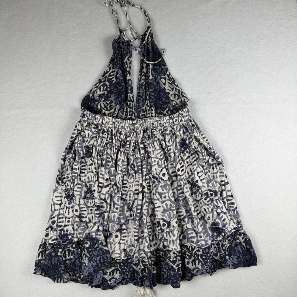Free People‎ Womens Beach Day Halter Mini Dress Blue Large - Picture 7 of 10
